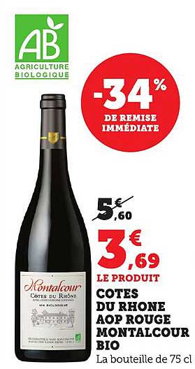 COTES DU RHONE AOP ROUGE MONTALCOUR BIO