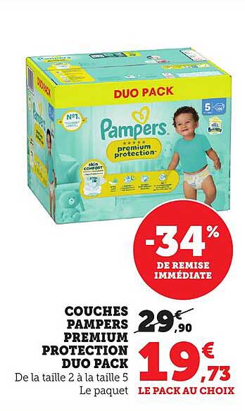COUCHES PAMPERS PREMIUM PROTECTION DUO PACK