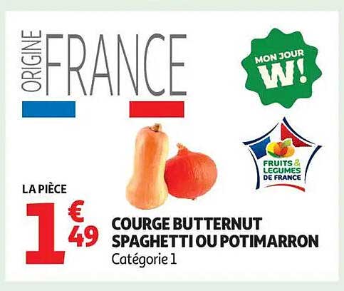 COURGE BUTTERNUT SPAGHETTI OU POTIMARRON