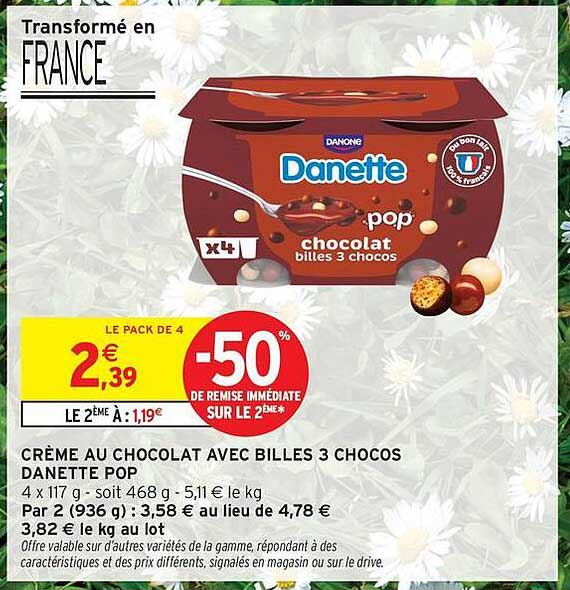 CRÈME AU CHOCOLAT AVEC BILLES 3 CHOCOS DANETTE POP