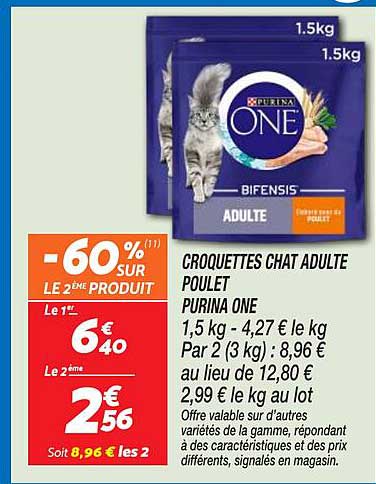 CROQUETTES CHAT ADULTE POULET PURINA ONE