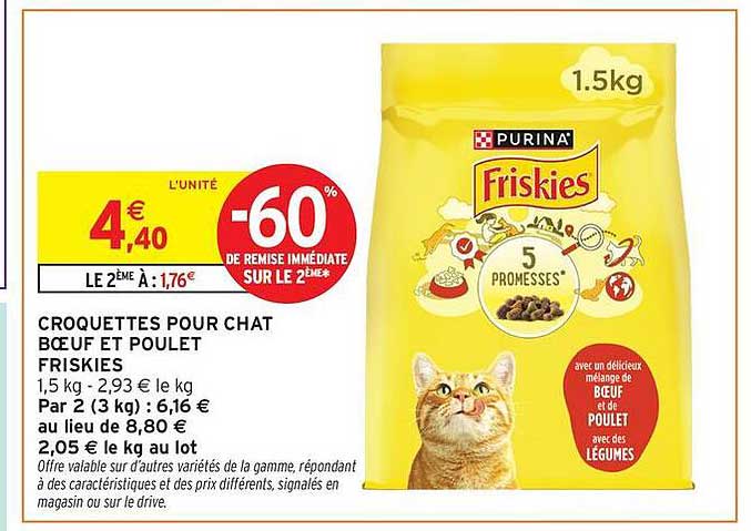 CROQUETTES POUR CHAT BOEUF ET POULET FRISKIES