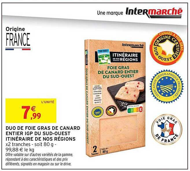 DUO DE FOIE GRAS DE CANARD ENTIER IGP DU SUD-OUEST