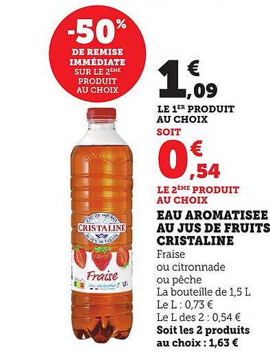 EAU AROMATISEE AU JUS DE FRUITS CRISTALINE