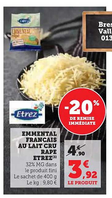 EMMENTAL FRANCAIS AU LAIT CRU RÂPÉ ETREZ