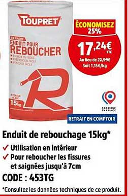 Enduit de rebouchage 15kg