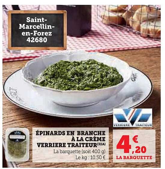 ÉPINARDS EN BRANCHE À LA CRÈME VERRIERE TRAITEUR