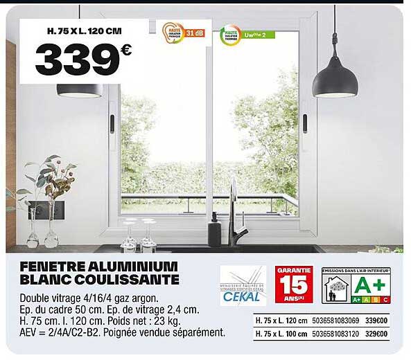 FENETRE ALUMINIUM BLANC COULISSANTE