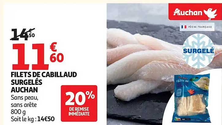 FILETS DE CABILLAUD SURGELÉS AUCHAN