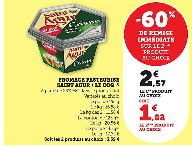 FROAGE PASTEURISE SAINT AGUR / LE COQ