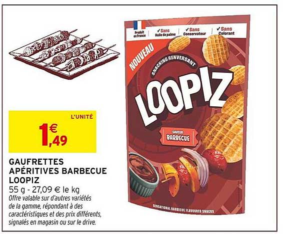 GAUFRETTES APÉRITIVES BARBECUE LOOPIZ