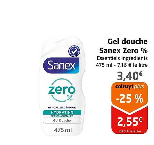 Gel douche Sanex Zero %