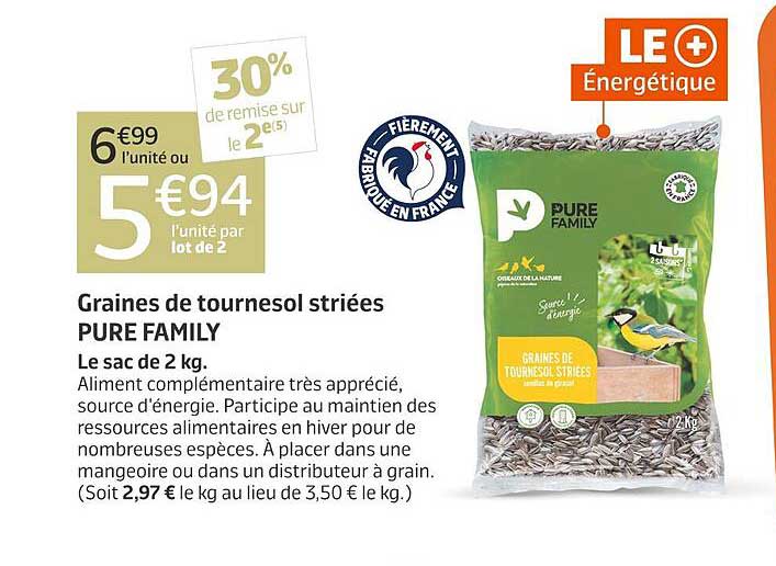 Graines de tournesol striées PURE FAMILY