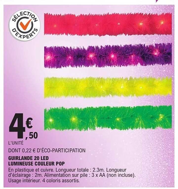 GUIRLANDE 20 LED LUMINEUSE COULEUR POP