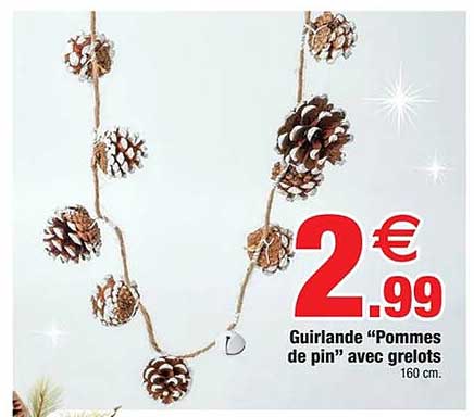 Guirlande "Pommes de pin" avec grelots 160 cm