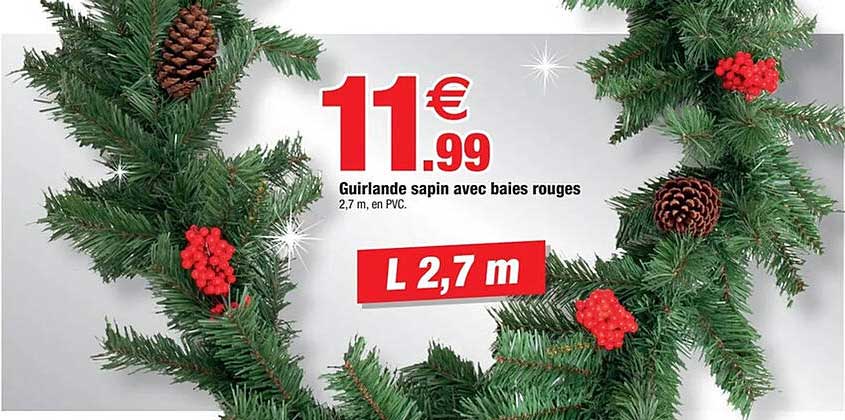 Guirlande sapin avec baies rouges