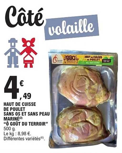 HAUT DE CUISSE DE POULET SANS OS ET SANS PEAU MARINÉ