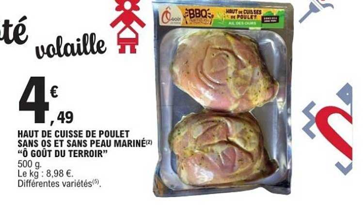 HAUT DE CUISSE DE POULET SANS OS ET SANS PEAU MARINÉ