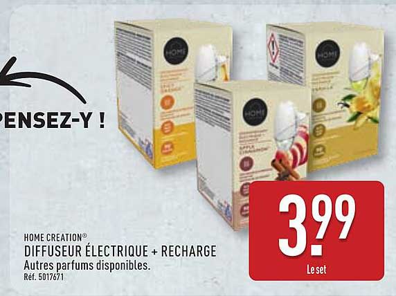 HOME CREATION® DIFFUSEUR ÉLECTRIQUE + RECHARGE