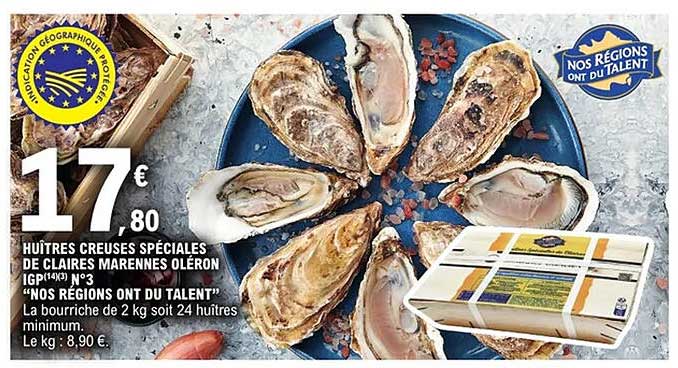 Huitres creuses spéciales de claires Marennes Oléron