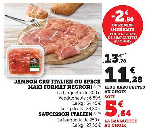 JAMBON CRU ITALIEN OU SPECK MAXI FORMAT NEGRONI