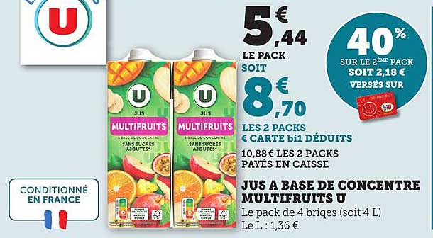 JUS A BASE DE CONCENTRE MULTIFRUIT U