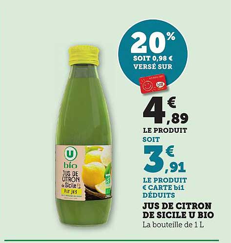 JUS DE CITRON DE SICILE U BIO