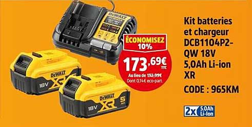 Kit batteries et chargeur DCB1104P2-QW 18V 5,0Ah Li-ion XR