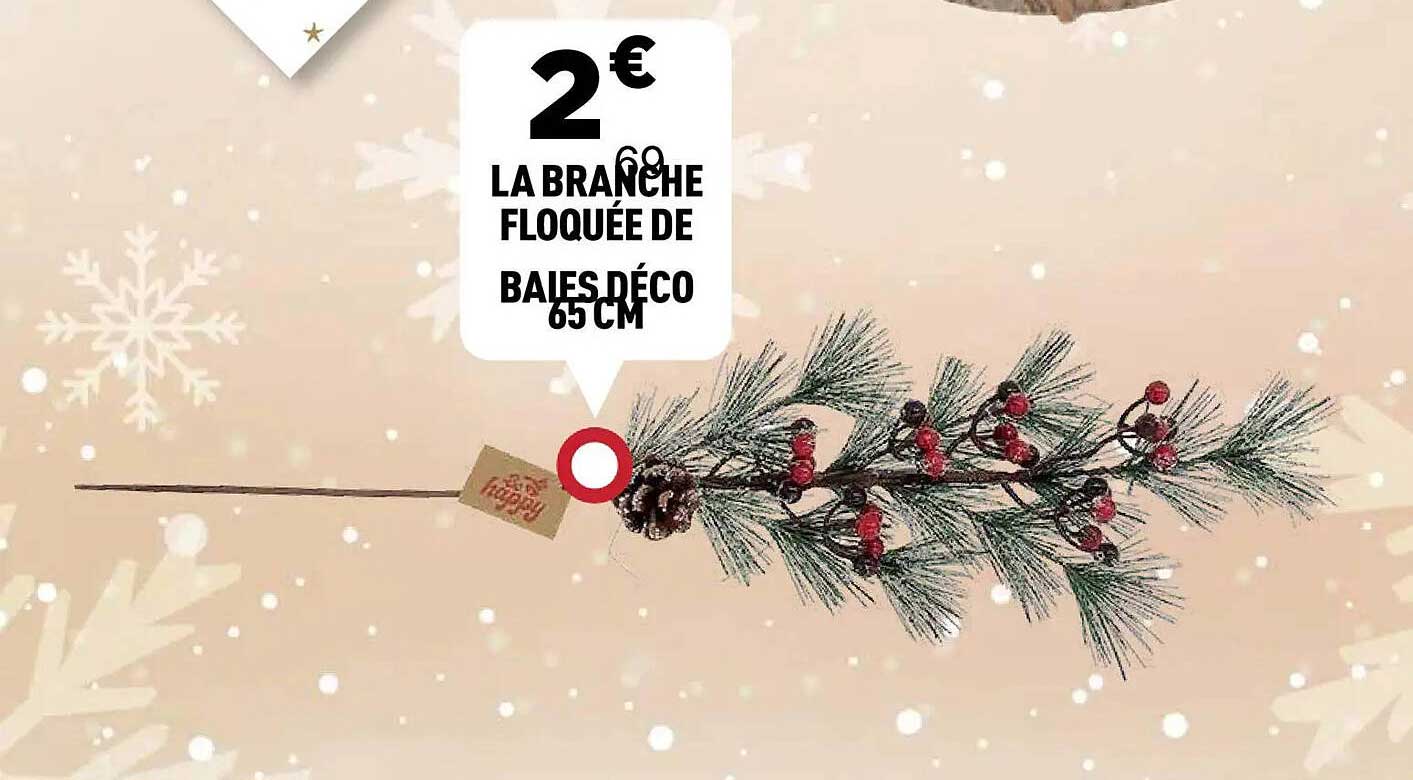 LA BRANCHE FLOQUÉE DE BAIES DÉCO 65CM
