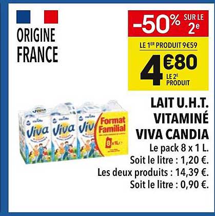 LAIT U.H.T. VITAMINÉ VIVA CANDIA