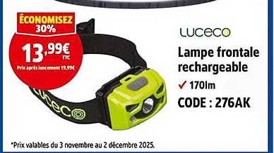 Lampe frontale rechargeable
