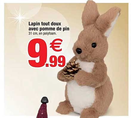 Lapin tout doux avec pomme de pin