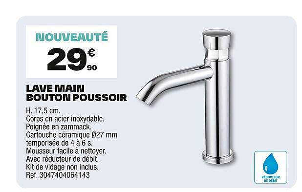 LAVE MAIN BOUTON POUSSOIR