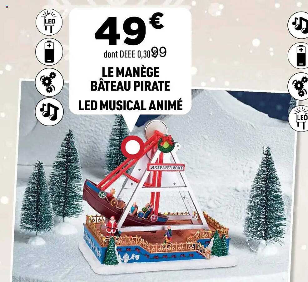 LE MANÈGE BATEAU PIRATE LED MUSICAL ANIMÉ