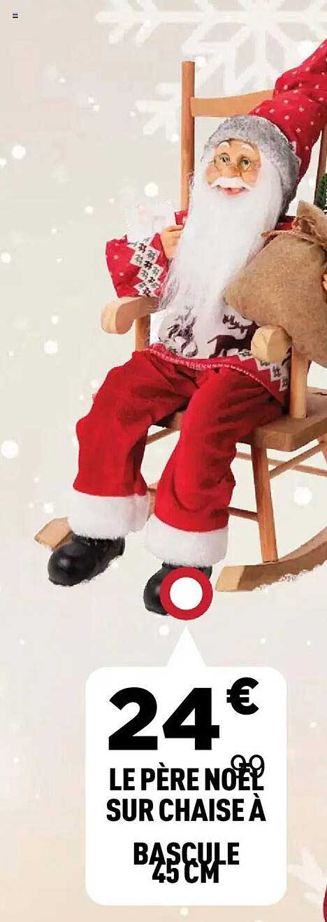 LE PÈRE NOËL SUR CHAISE À BASCULE 45 CM