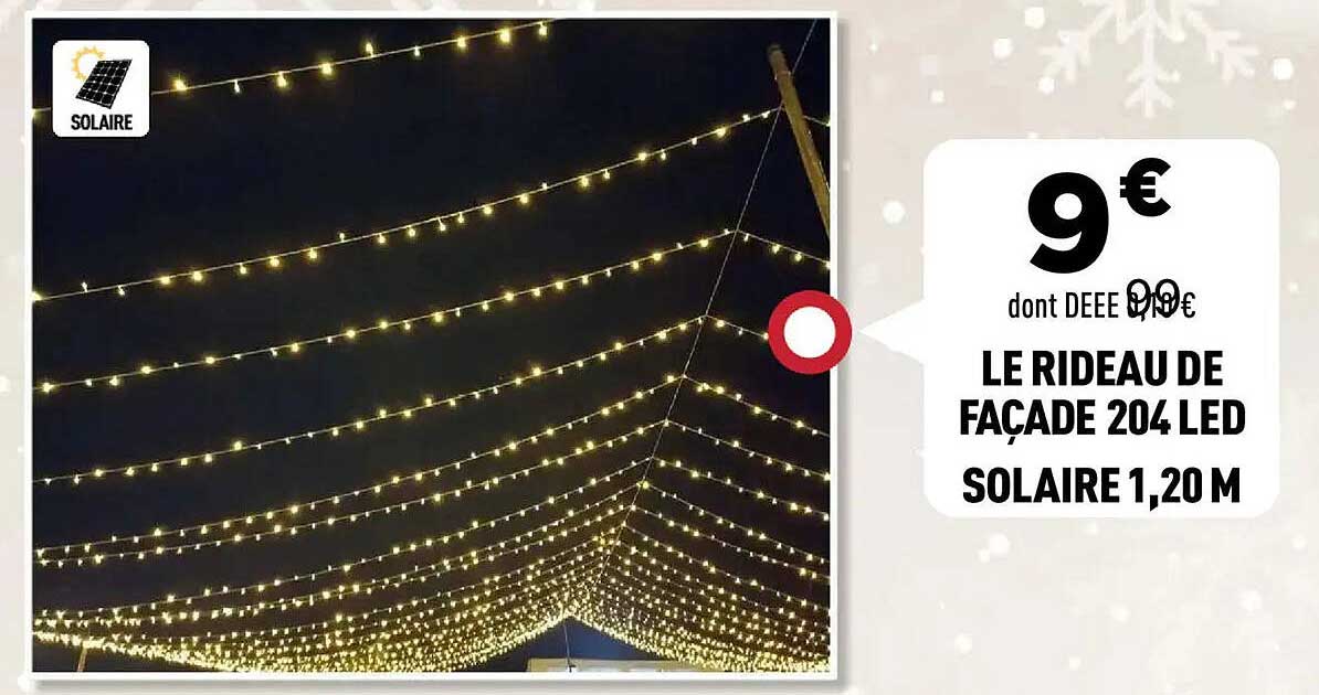 LE RIDEAU DE FAÇADE 204 LED SOLAIRE 1,20 M