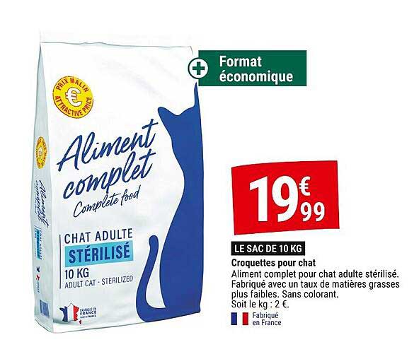 Le sac de 10 kg de croquettes pour chat adulte stérilisé