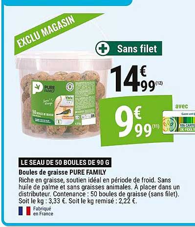 LE SEAU DE 50 BOULES DE 90 G