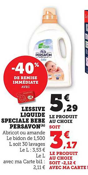 LESSIVE LIQUIDE SPECIALE BEBE PERSAVON