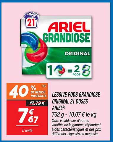 LESSIVE PODS GRANDIOSE ORIGINAL 21 DOSES ARIEL