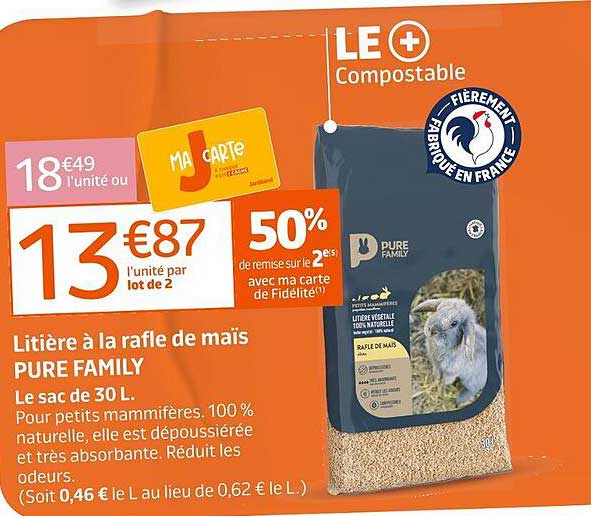 Litière à la rafle de maïs PURE FAMILY