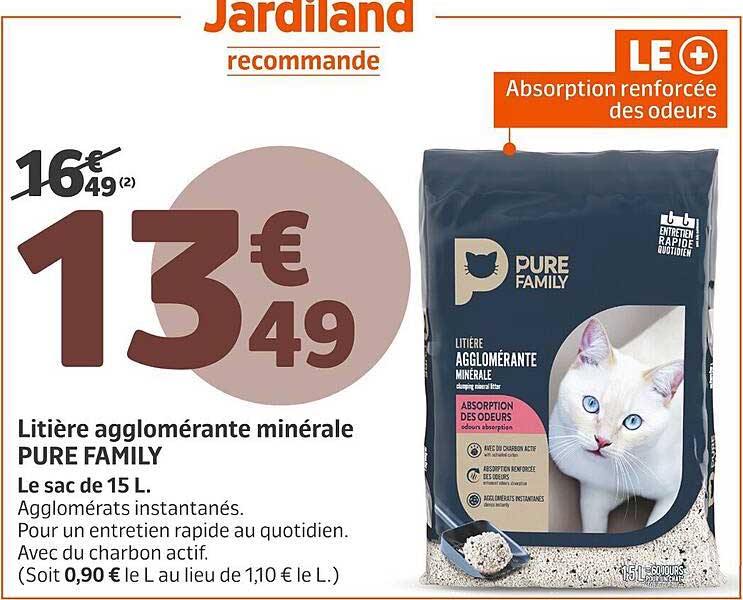 Litière agglomérante minérale PURE FAMILY
