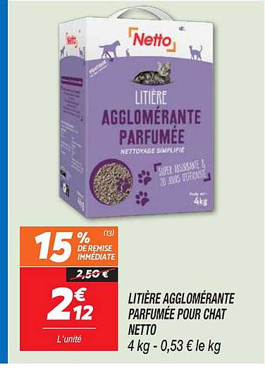LITIÈRE AGGLOMÉRANTE PARFUMÉE POUR CHAT NETTO