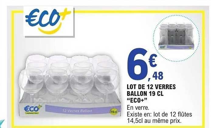 LOT DE 12 VERRES BALLON 19 CL "ECO+"