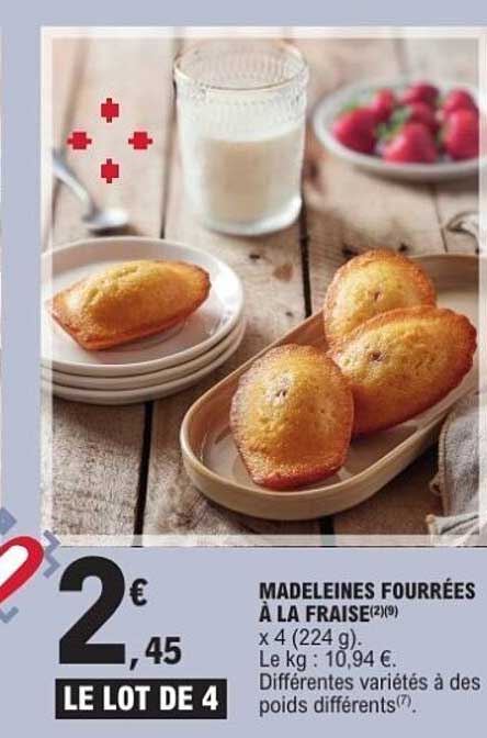 MADELEINES FOURRÉES À LA FRAISE x 4 (224 g)