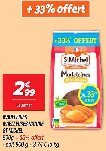 MADELEINES MOELLEUSES NATURE ST MICHEL