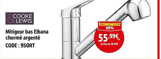 Mitigeur bas Elbana chromé argenté