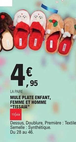 MULE PLATE ENFANT, FEMME ET HOMME "TISSAIA"