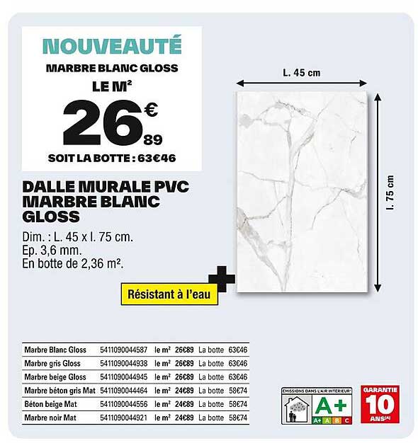 NOUVEAUTÉ MARBRE BLANC GLOSS