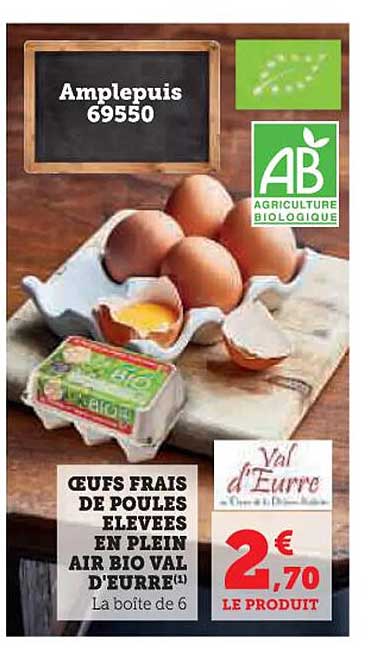 Œufs frais de poules élevées en plein air bio Val d'Europe